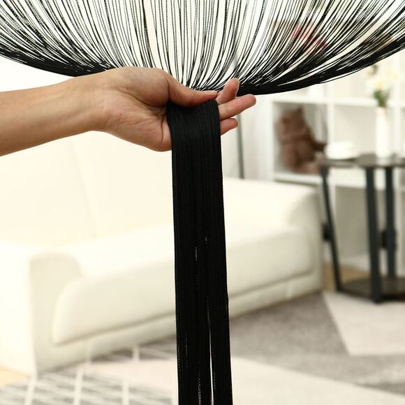 String Curtain Fringe Panel Thread Strip Backdrop Divider for Decor Black - Picture 6 of 6